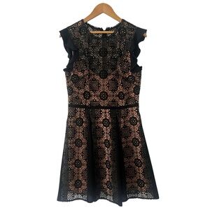 Monique Lhuillier Black Overlay Lace Dress Size 10